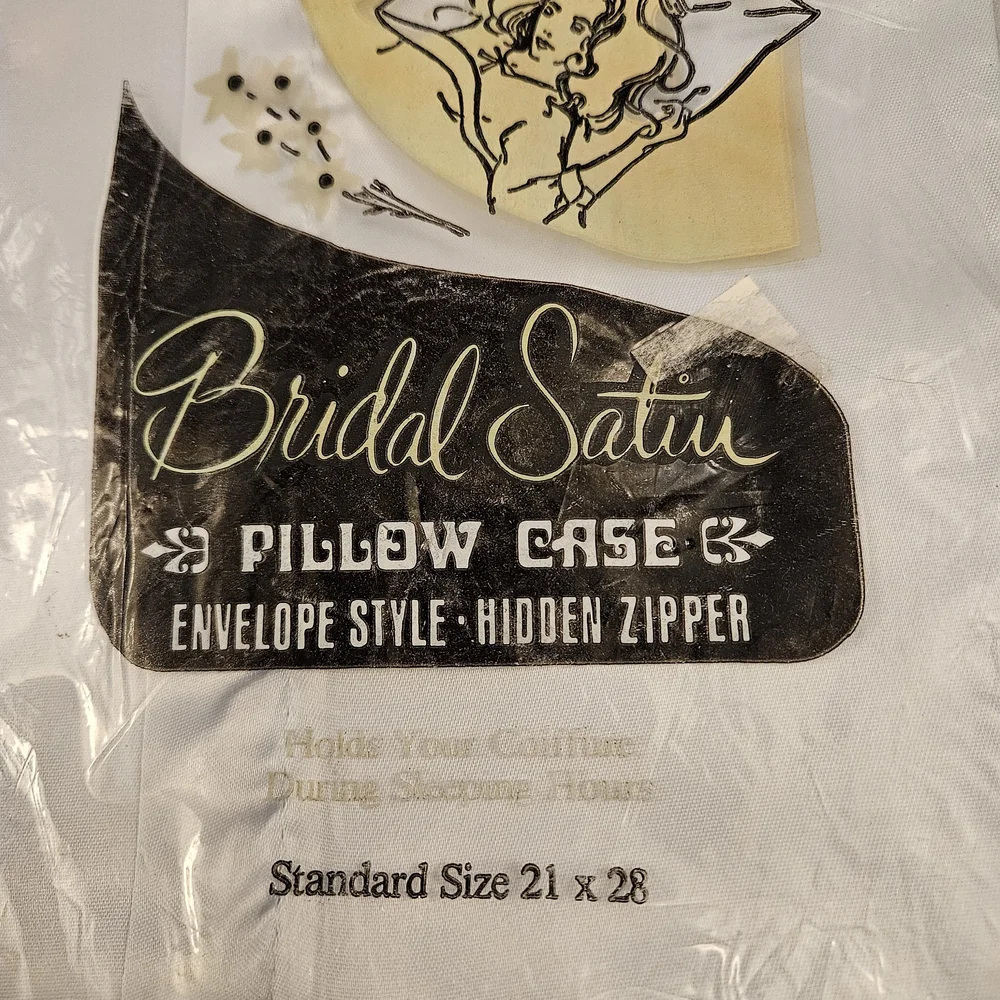 VTG NOS‎ Silky Sleep Bridal Satin Zippered Pillow Case Envelope Style Blue